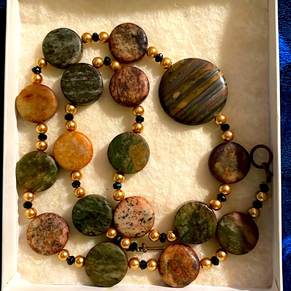 Earth colored Stone Necklace 13in